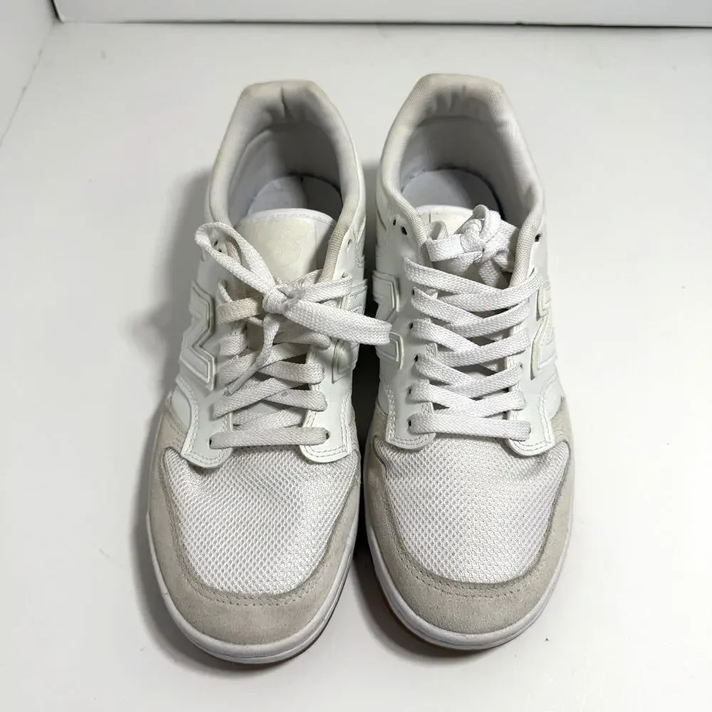 New Balance M8.5 W10 480 Sneaker Tennis Shoe White with Reflection Leather Upper